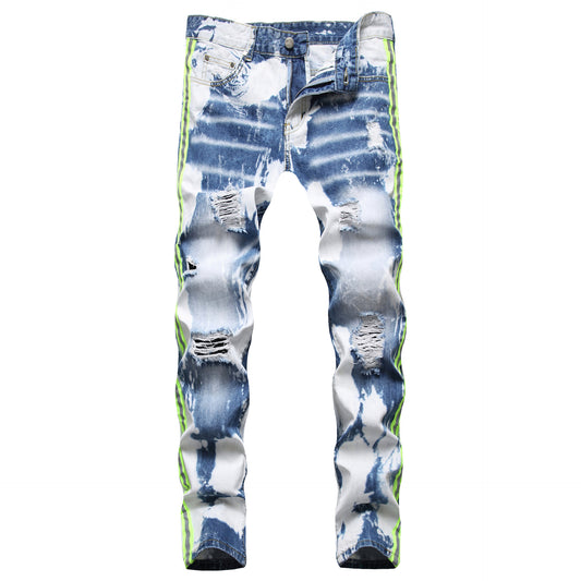 Ripped Men’s Monkey Wash Skinny Denim Jeans