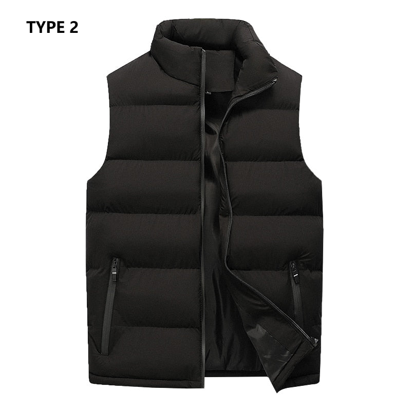 Solid O-Neck Men's Warm Sleeveless Vest Plus Size