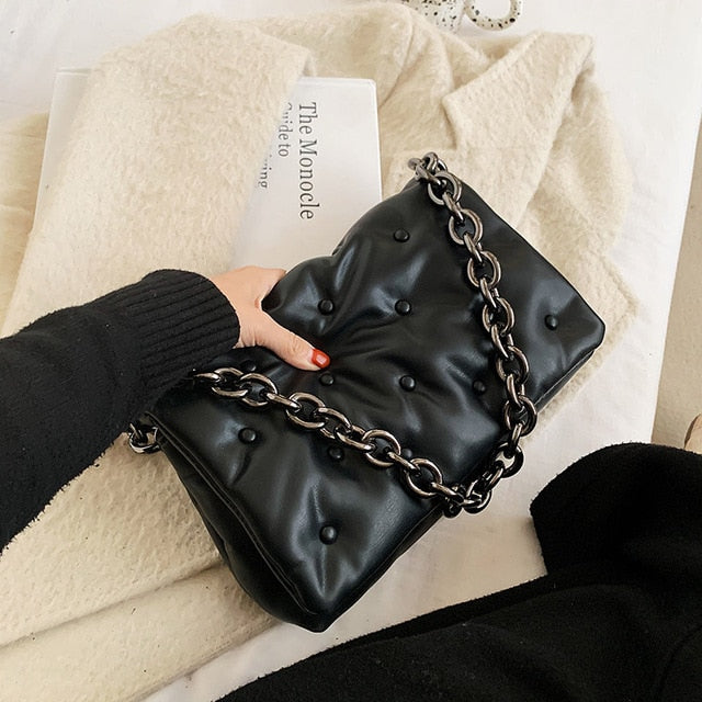 Quilted Chain PU Leather Shoulder Purse