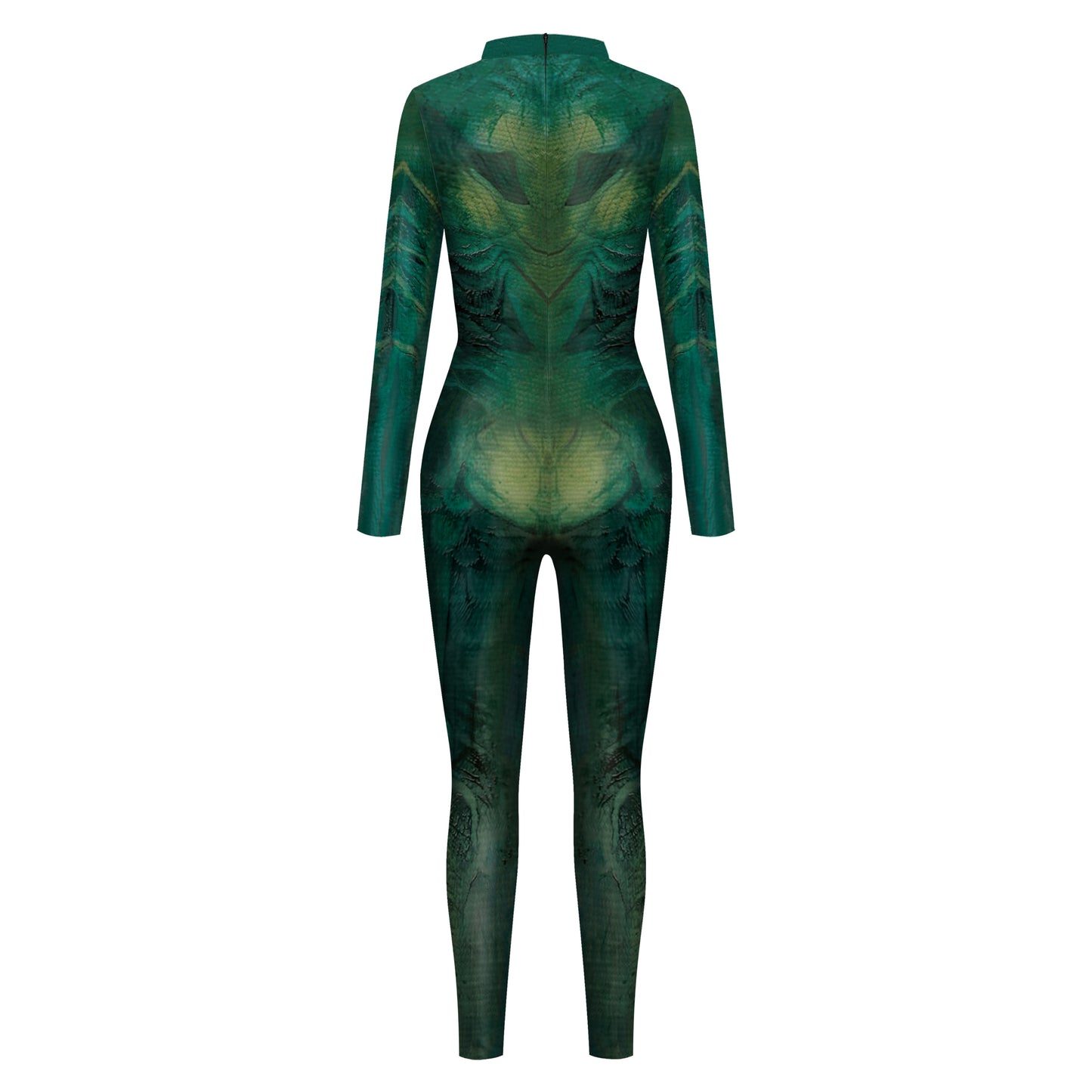 Green Alien Print Seamless Cosplay Costume Jumpsuit