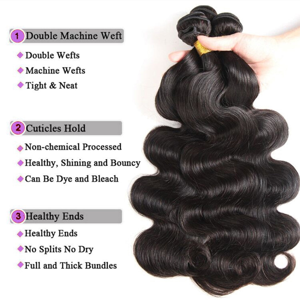 Malaysian Body Wave Lace Frontal Closure With Bundles 100% Human Hair Bundles With Frontal Closure Remy Hair