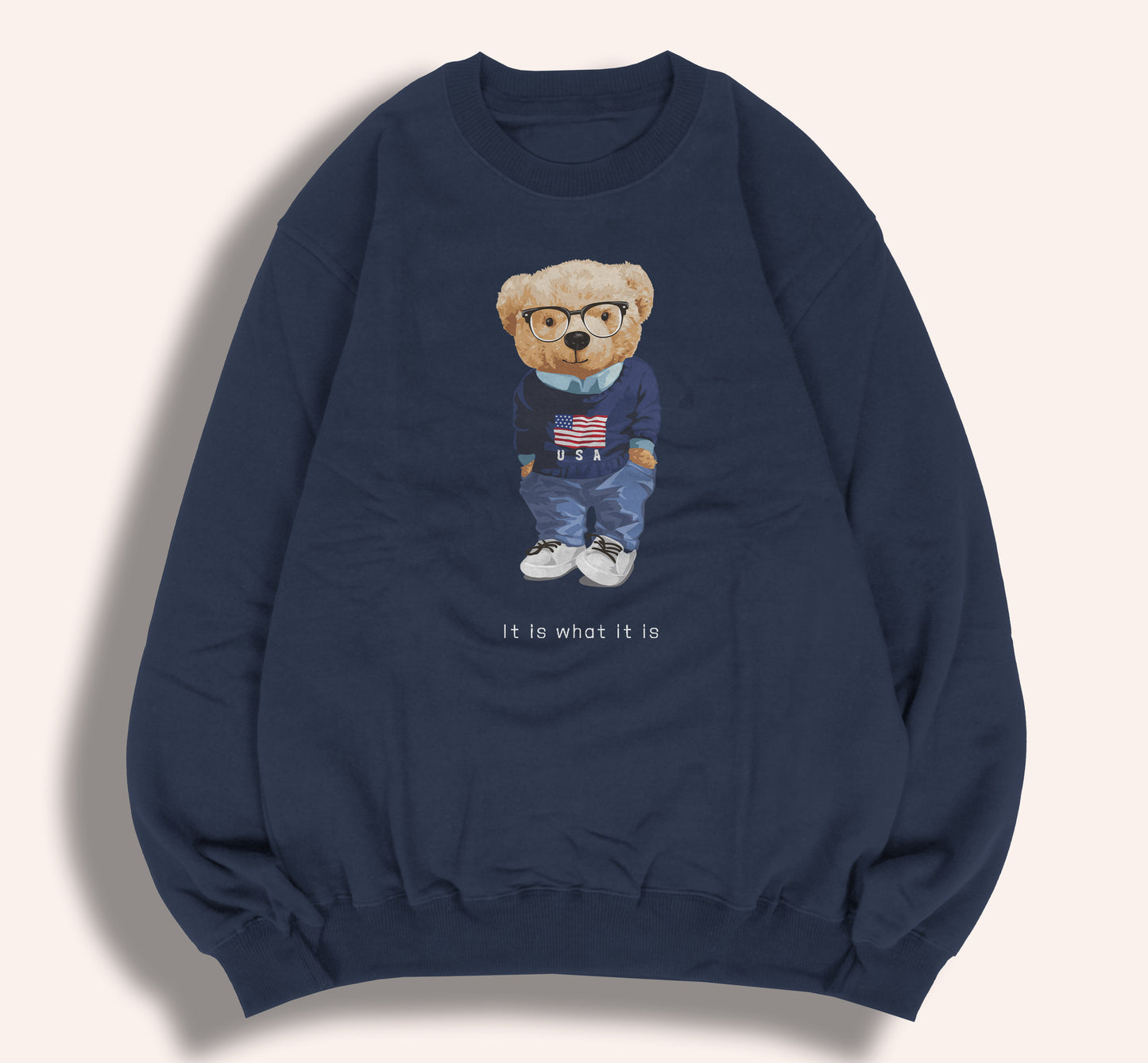 Teddy Bear "It Is What It Is" Letter Printed Unisex Heavy Blend Crewneck Sweatshirts