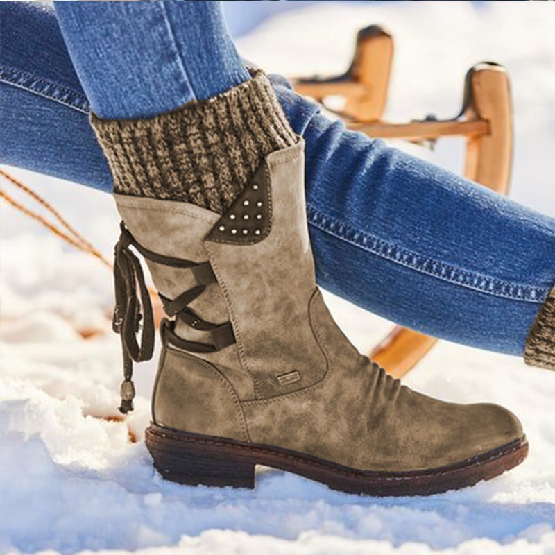 Suede Women's Mid-Calf Snowboots