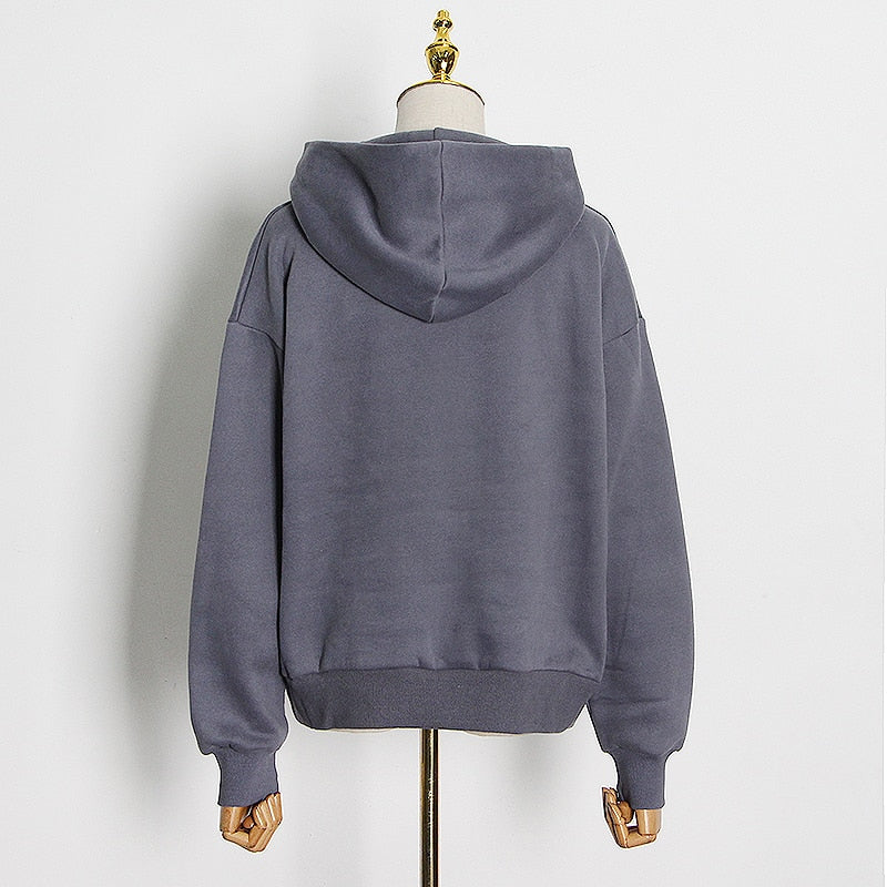 Open Shoulder Hollow Out Minimalist Women's Hooded Sweatshirt