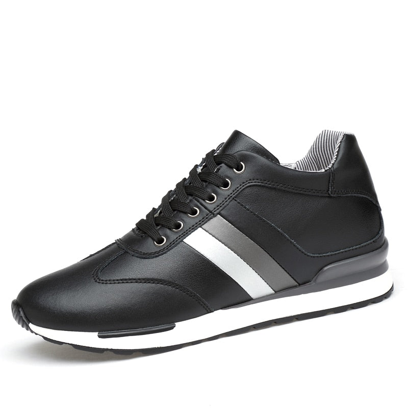 Oxford Style Solid Men's Side Striped Leather Sneakers