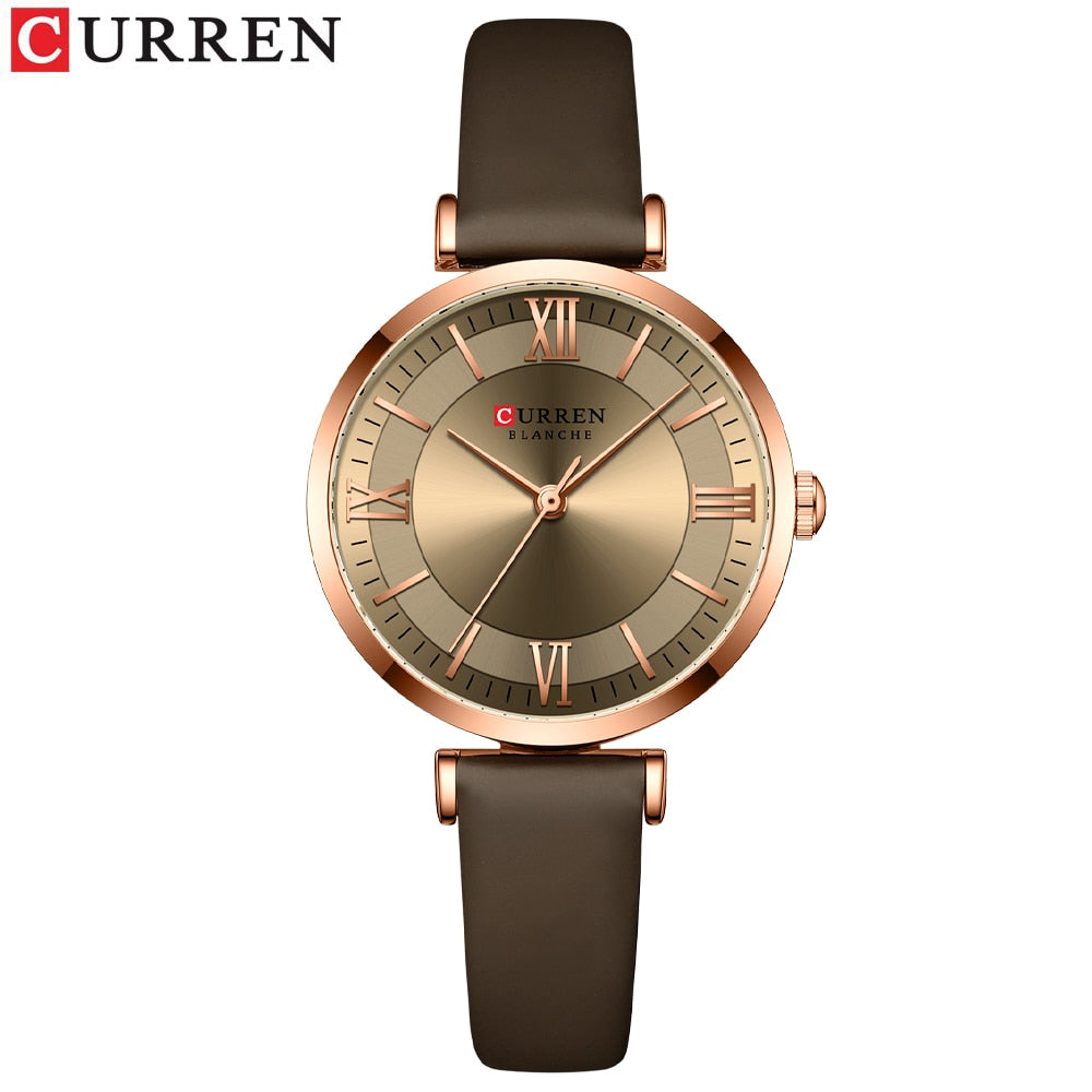 Round Quartz Leather Ladies Watches