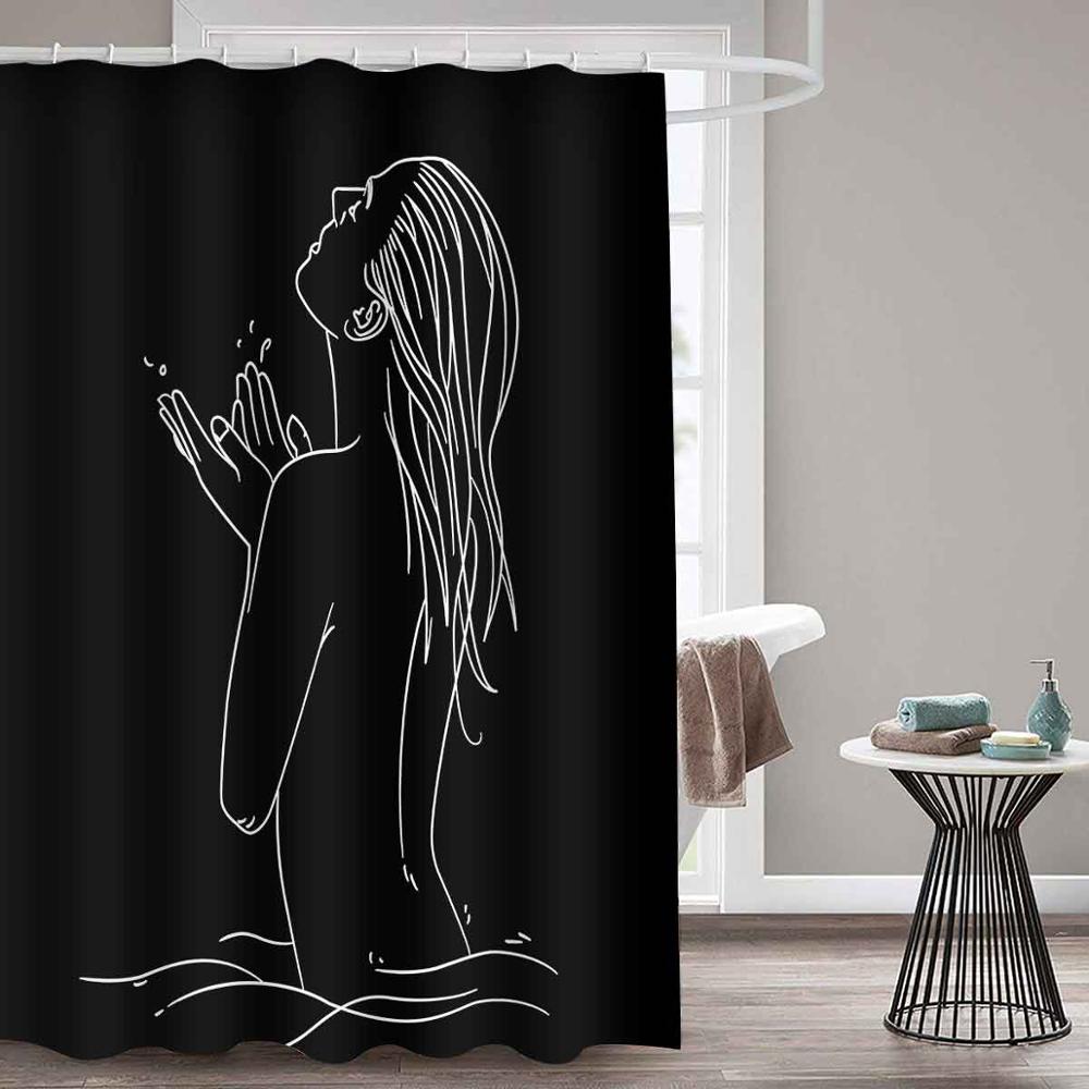 Black Woman w/ Gold Waterproof Shower Curtain