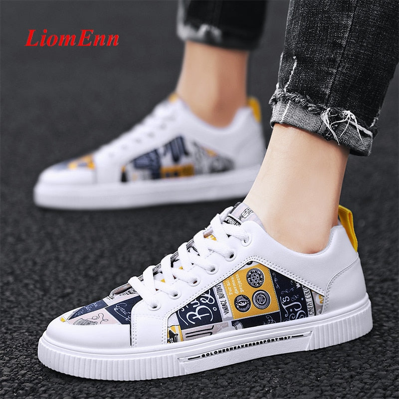 Graffiti Print Women's Flat Vulcanized Sneakers