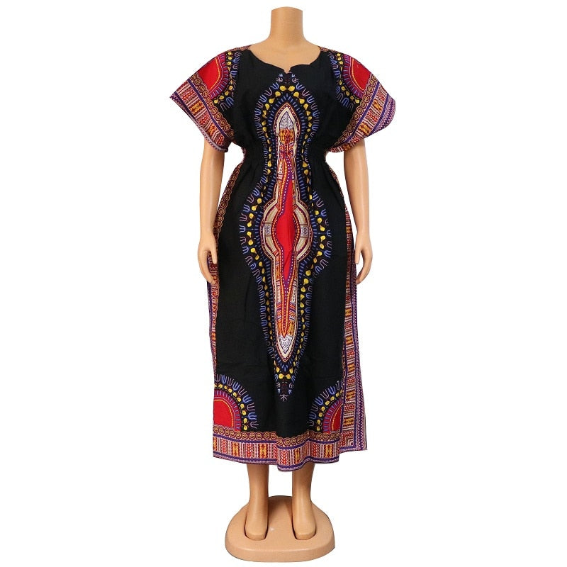 Dashiki Print Batwing Sleeve 100% Cotton African Native Ankara Dress