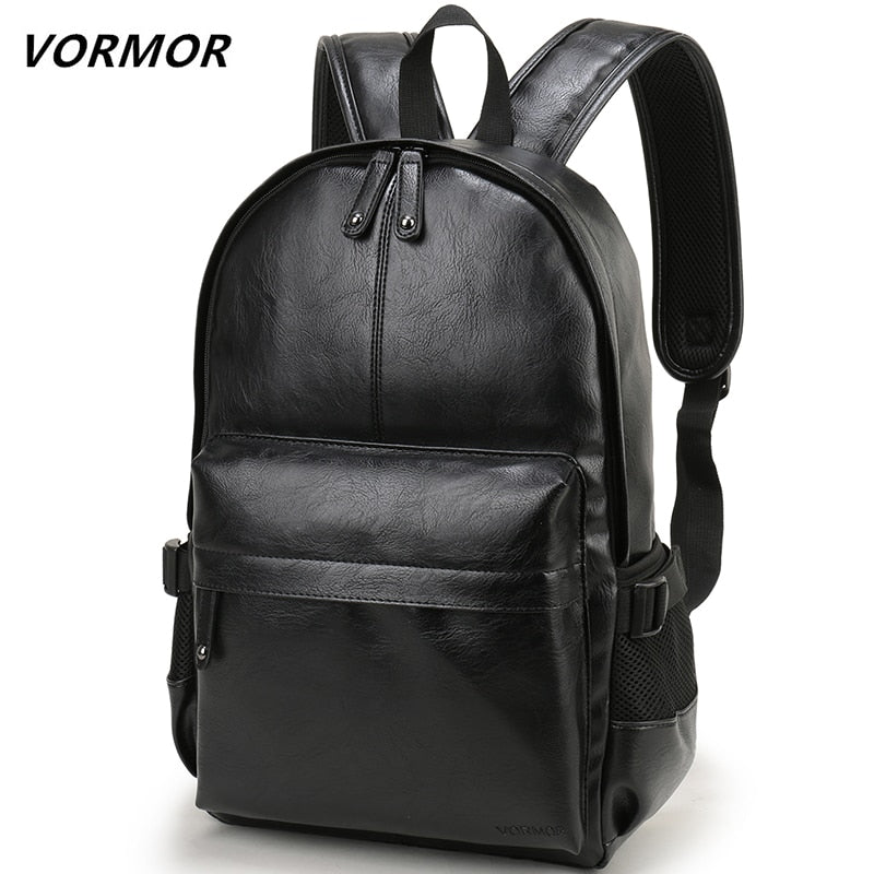 Men's PU Leather Waterproof Soft Handle Backpack