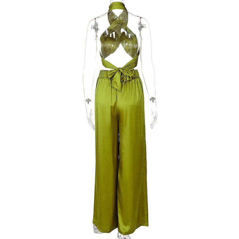 Bandage Tube Top + High Waist Loose Wide Leg Pants 2-Piece Sets