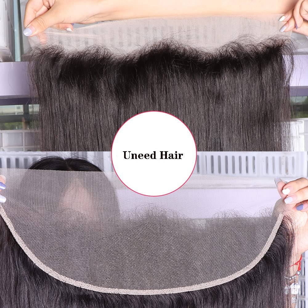 Ear to Ear 13x4 or 4x4 HD Lace Brazilian Straight Transparent Lace Closure 100% Virgin Human Hair Pre-plucked Hairline Frontal