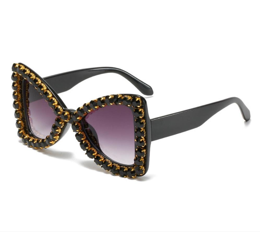 Diamond Butterfly Cat Eye Vintage Oversized Rhinestone Gradient Sunglasses UV400