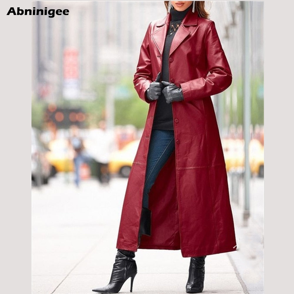 Steampunk PU Leather Gothic Lapel Biker Ladies Trenchcoat to 5X Plus