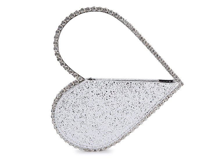 Heart Shaped Diamond Leather Evening Clutch Purse