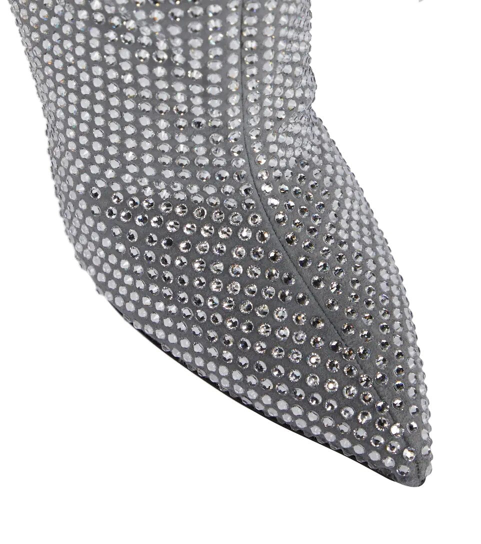 Crystal Embellished Over The Knee Thin Heel Rhinestone Boots