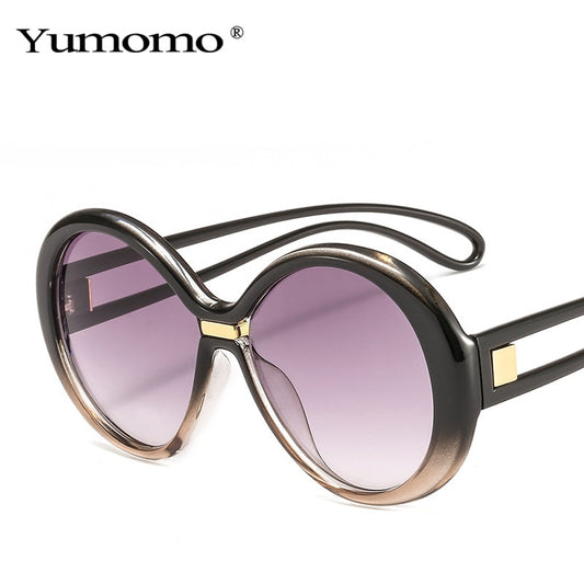 Oversized Round Women's Colored Oval Shades UV400