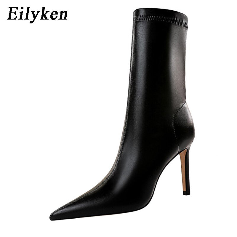 Soft PU Leather Pointed Toe Stiletto Ankle Boots