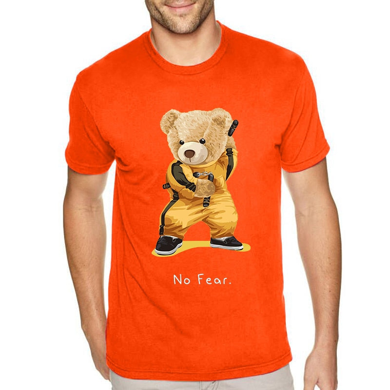 Men's Kung Fu Teddy Bear Graphic Short Sleeve T-Shirt-Big & Tall to 9X