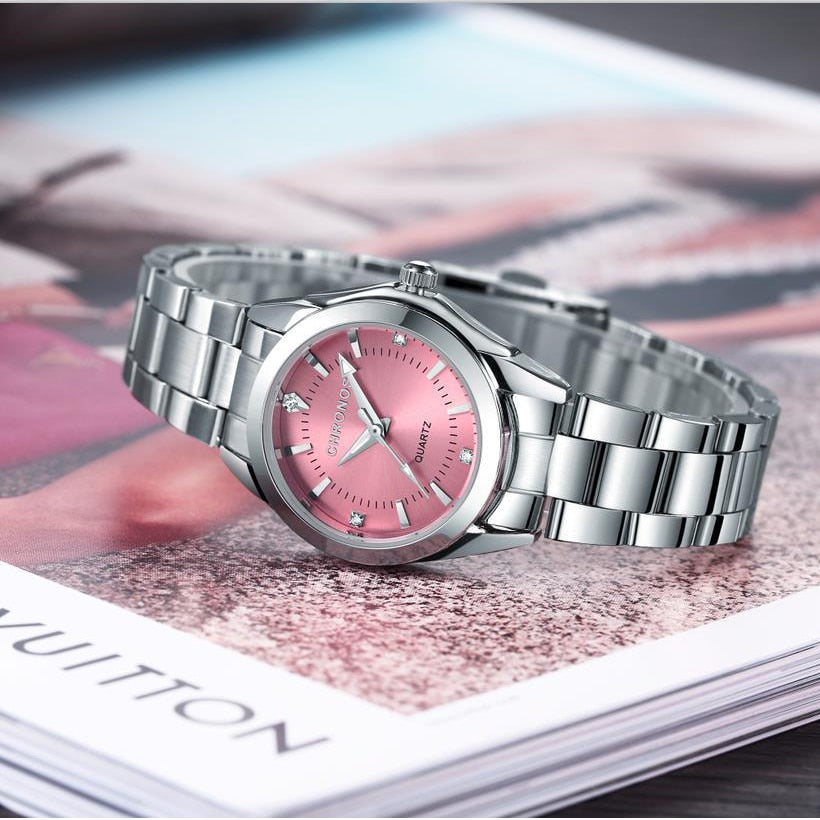 Colored Luxury Ladies Movement Stainless Steel Watch