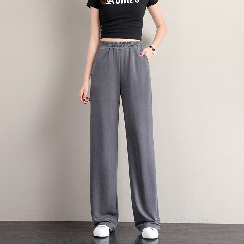 Straight Wide Leg High Waist Ladies Sweatpants