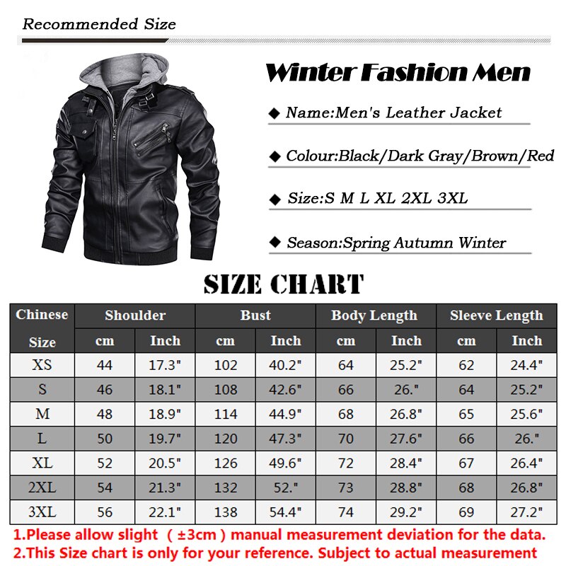 Men's Leather Hooded Motorcycle PU Jacket