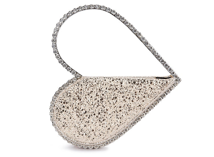 Heart Shaped Diamond Leather Evening Clutch Purse