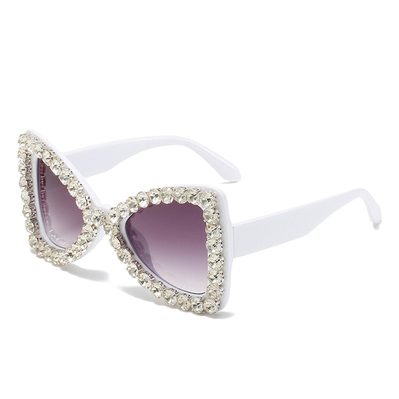 Diamond Butterfly Cat Eye Vintage Oversized Rhinestone Gradient Sunglasses UV400