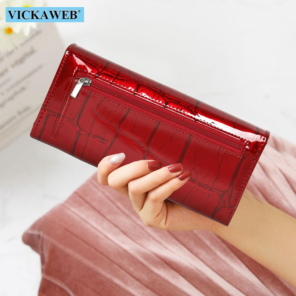 Ladies Genuine Leather Women Wallet Magnetic Hasp Wallet