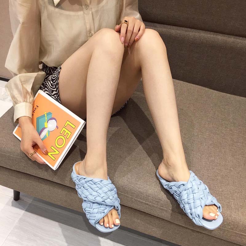 Weave Design Open Toe Flat Sandals