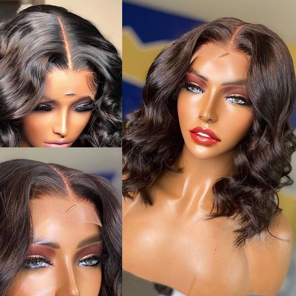 Highlight Short Bob T-Part Brazilian Pre-Plucked w/ Baby Hair Body Wave Lacefront Wig