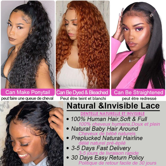 Indian Deep Curly Lace Front Wig Human Hair Wigs For Black Women Deep Wave 4x4 Closure Wig Glueless Curly Lace Frontal Wig