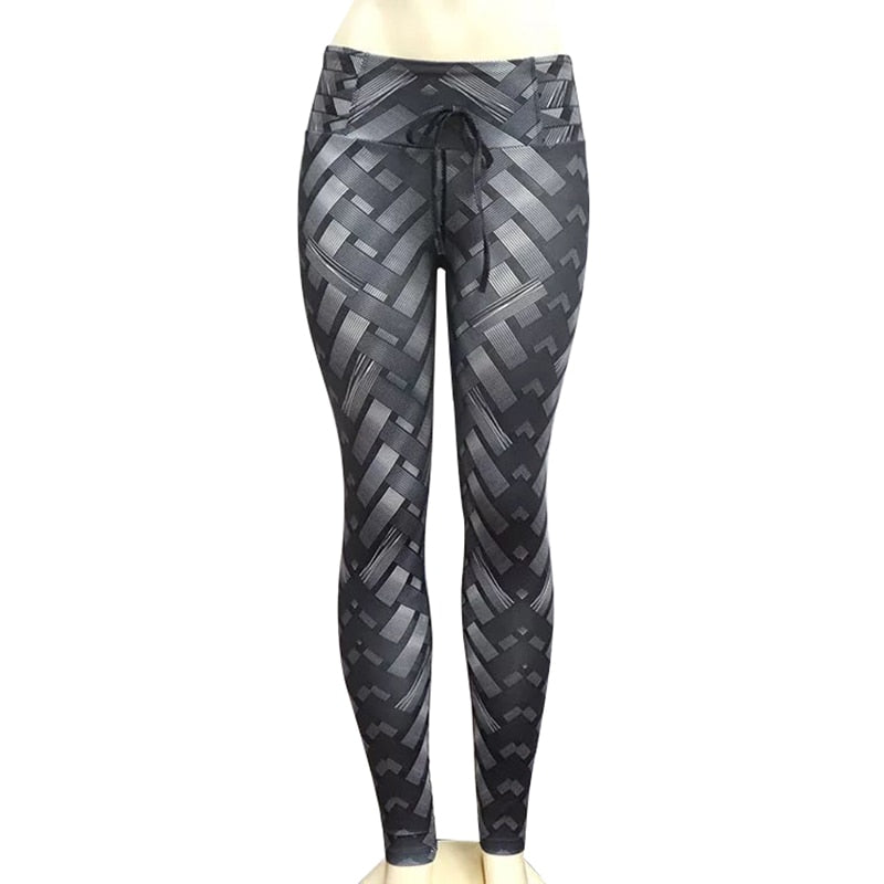 Crisscross Pattern Booty Lift Spandex Leggings