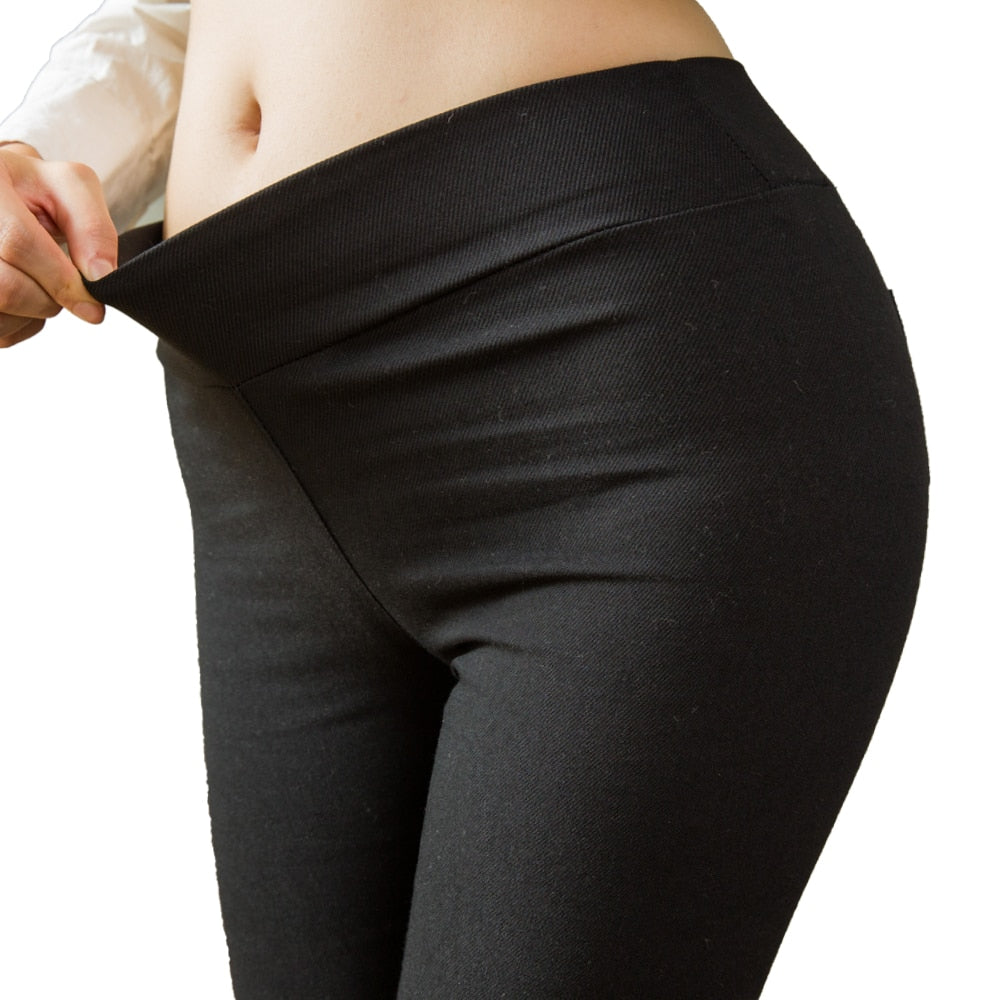 Long Ladies High Waist Pocketed Pencil Pants