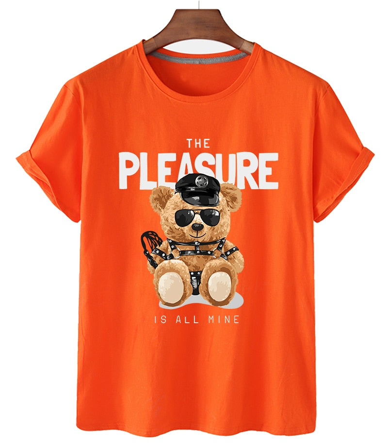 Teddy Bear "Pleasure" Lerinted 100% Cotton Plus-Size Short-Sleeved T-Shirt to 4X