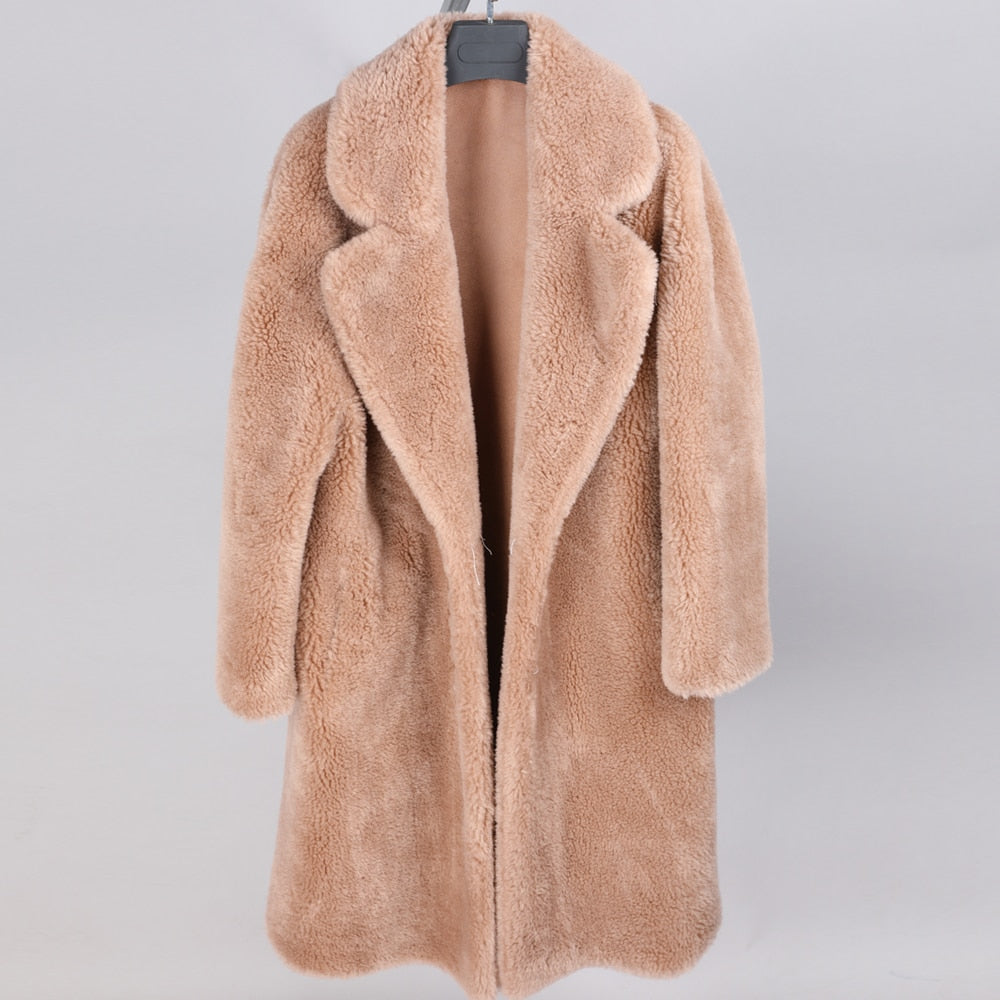 Women's Sheepskin Teddy Bear Trenchcoat