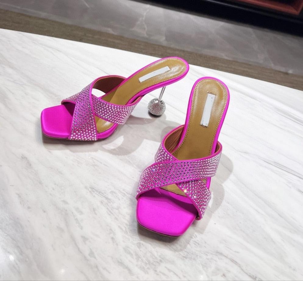 Square Toe Cross Tie Diamond Heel Sandals