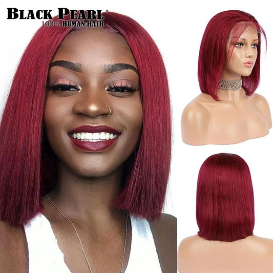 Ginger Short Bob Lacefront Human Brazilian Hair Bone Straight Wigs