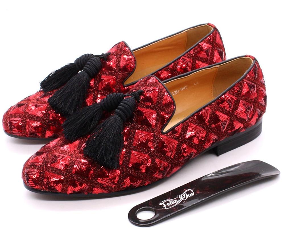 Mens Tassel Loafers Sequin British Dress Shoes