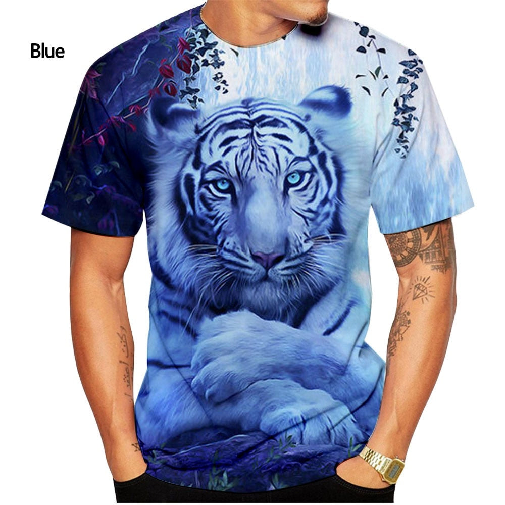 Men's 3D Tiger Print Quick-Dry O-Neck T-Shirts