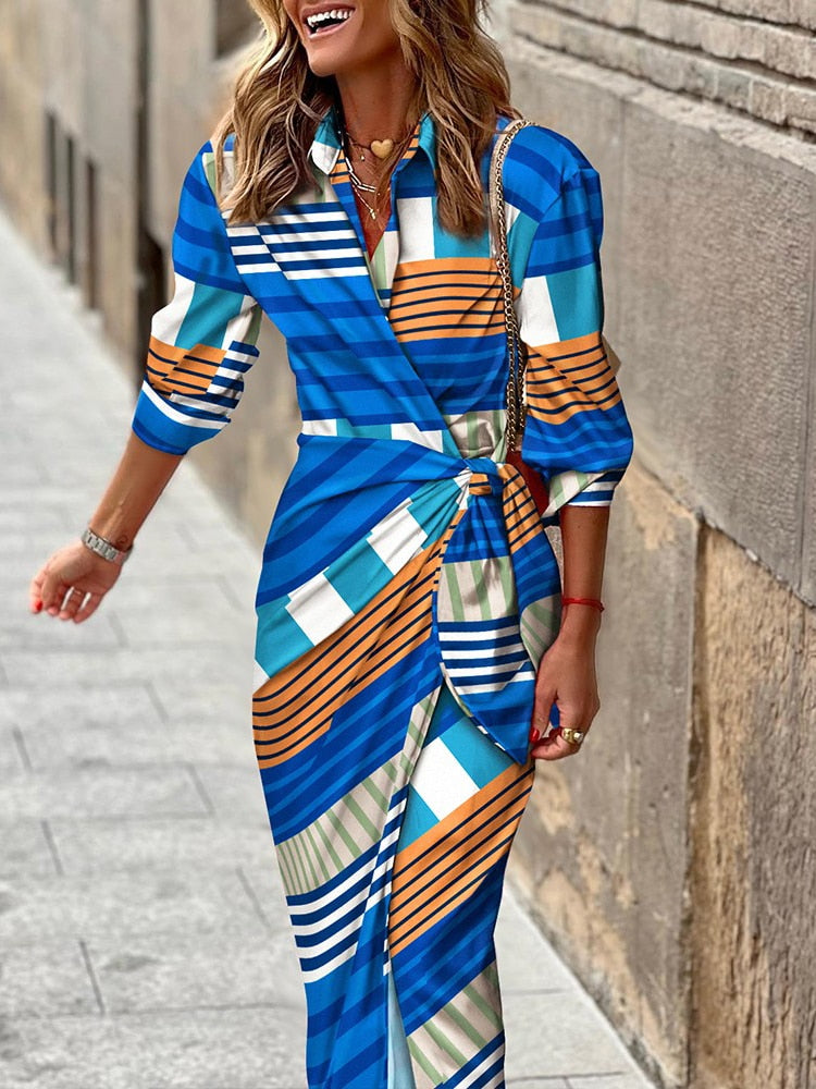 Side Tied Detail Midi Wrap Dress