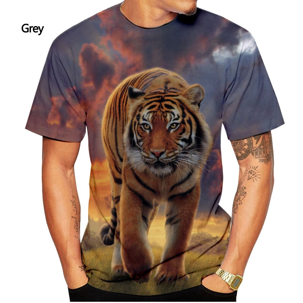 Men's 3D Tiger Print Quick-Dry O-Neck T-Shirts