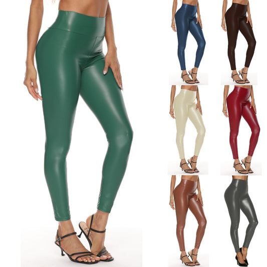 Faux Leather Ladies Skinny Push Up Plus Size Leggings to 5X