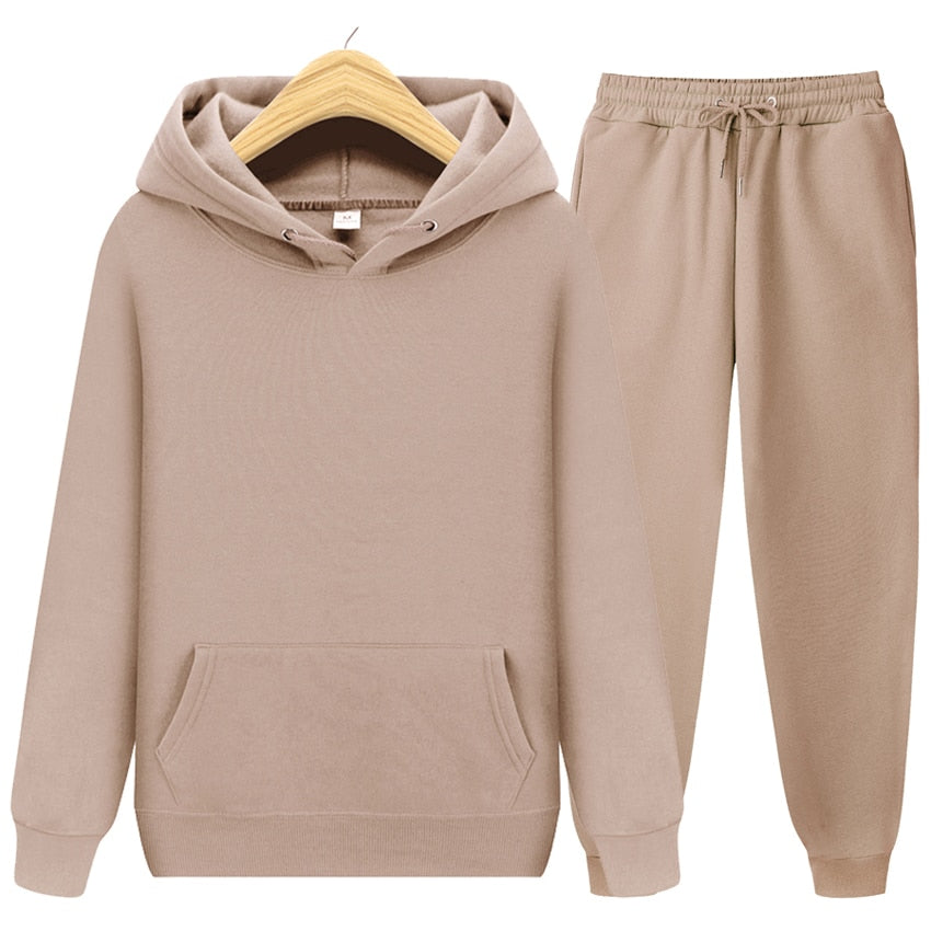 Men's Solid Color Hoodie + Pants 2-Piece Sweatsuit