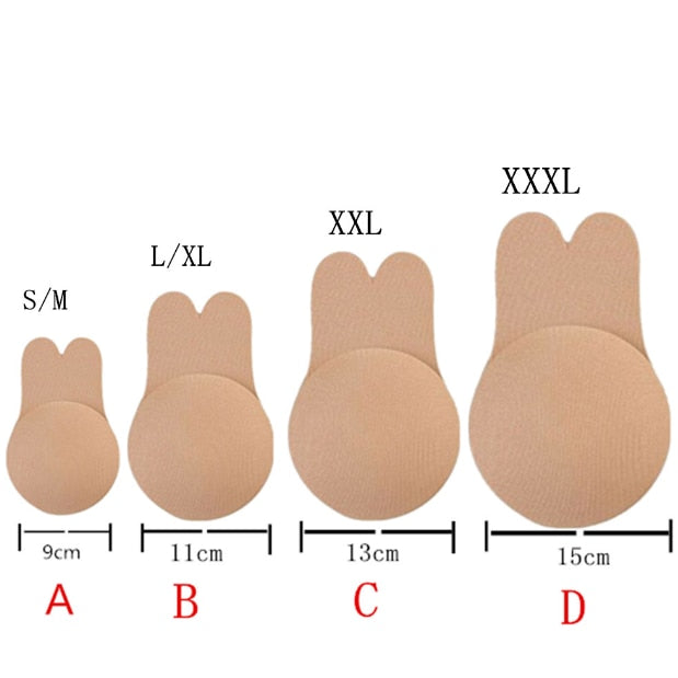 Silicone Latex Stickers Rabbit Ears Self-adhesion Breast Pasties Bra Padding Ultra-thin Adhesive Strapless