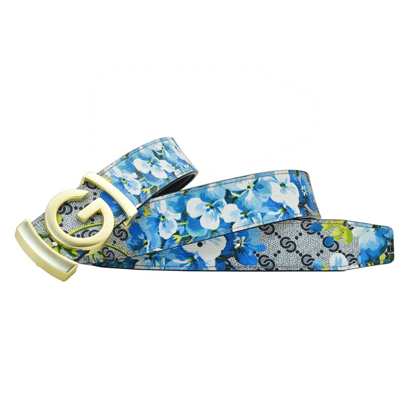 Butterfly GG Bee Designer Monogram Print Women's Leather Belt