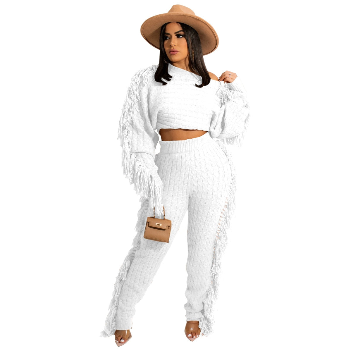 Tassel Knitted Sweater & Matching Pants 2-Piece Set