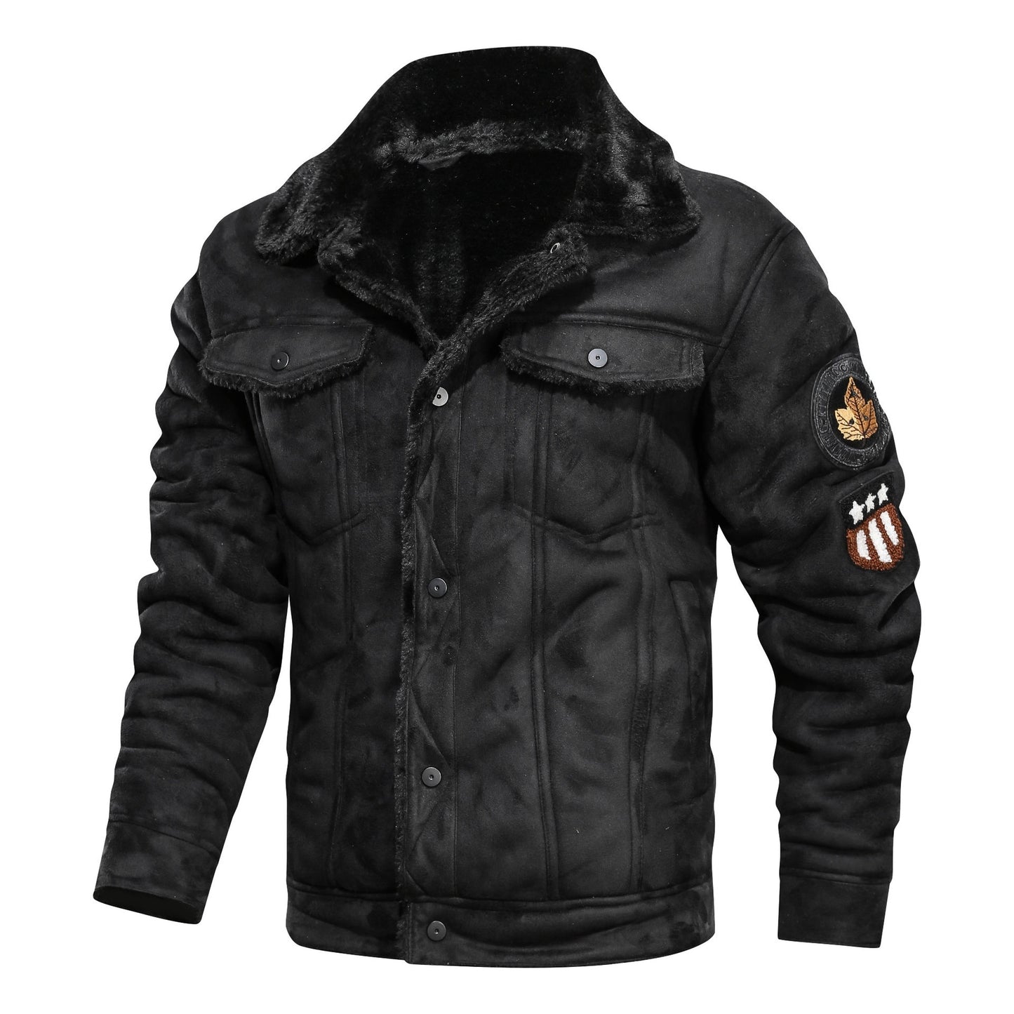 Faux Fur/PU Leather Men's Retro Jacket