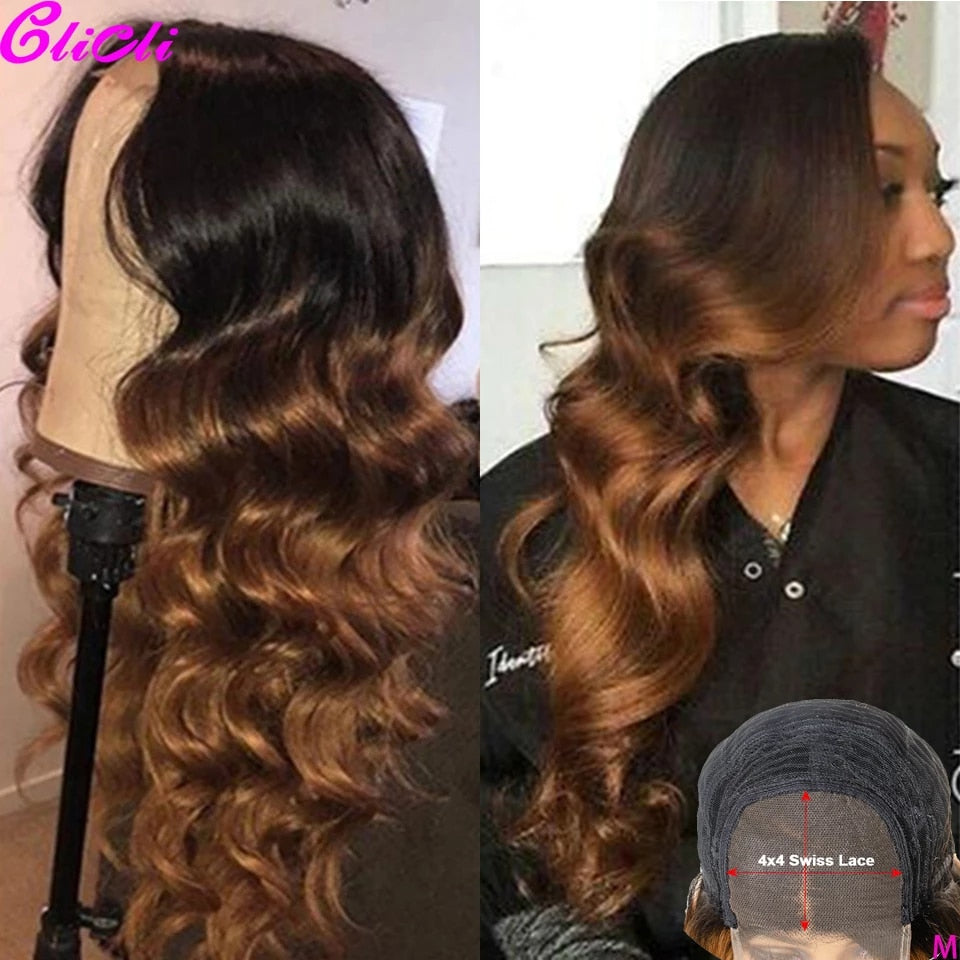 Ombre Brazilian Body Wave Lacefront HD 100% Human Hair Wig