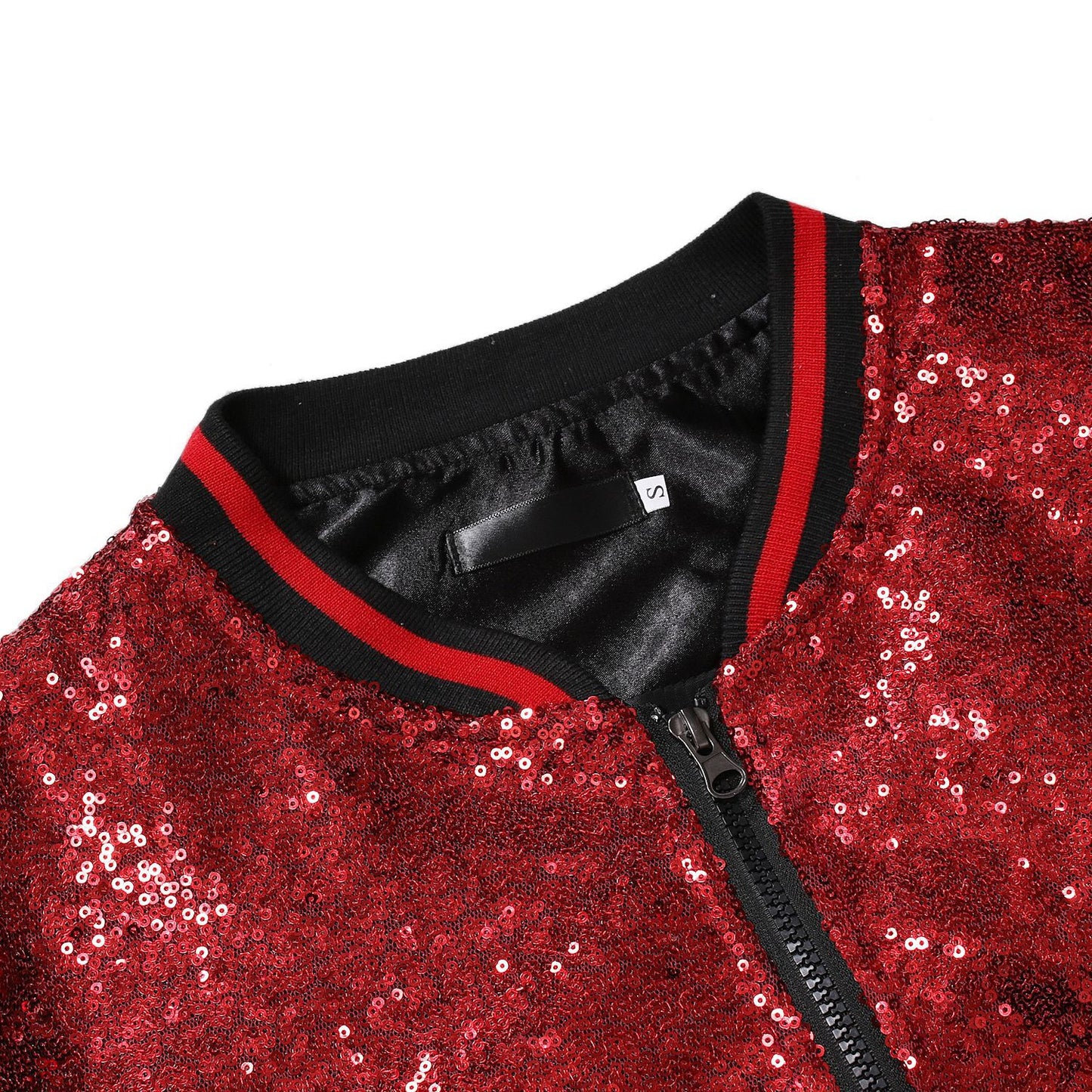 Shiny Sequin Long Sleeve Unisex Zipper Bomber Jacket